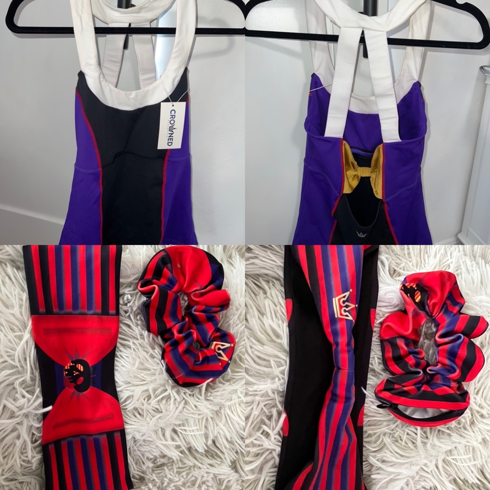 For Alyson - SET! Crowned Athletics poison heart (retired) M top, headband & scr
